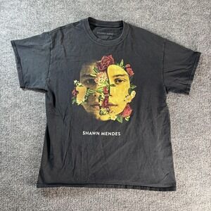 Shawn Mendes Shirt Mens Large Black Floral Album Cover Graphic T-Shirt Music